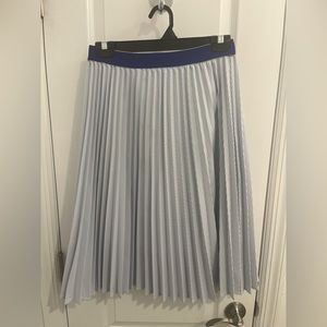 YAL Women’s Navy Pleated Striped midi skirt